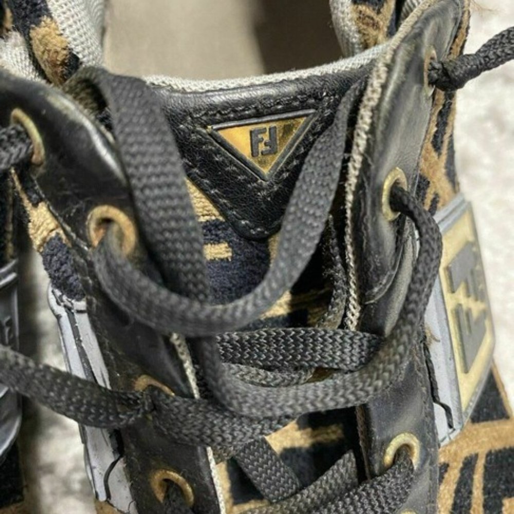 Fendi Tobacco Zucca Print Faux Fur Sneakers - Picture 11 of 11